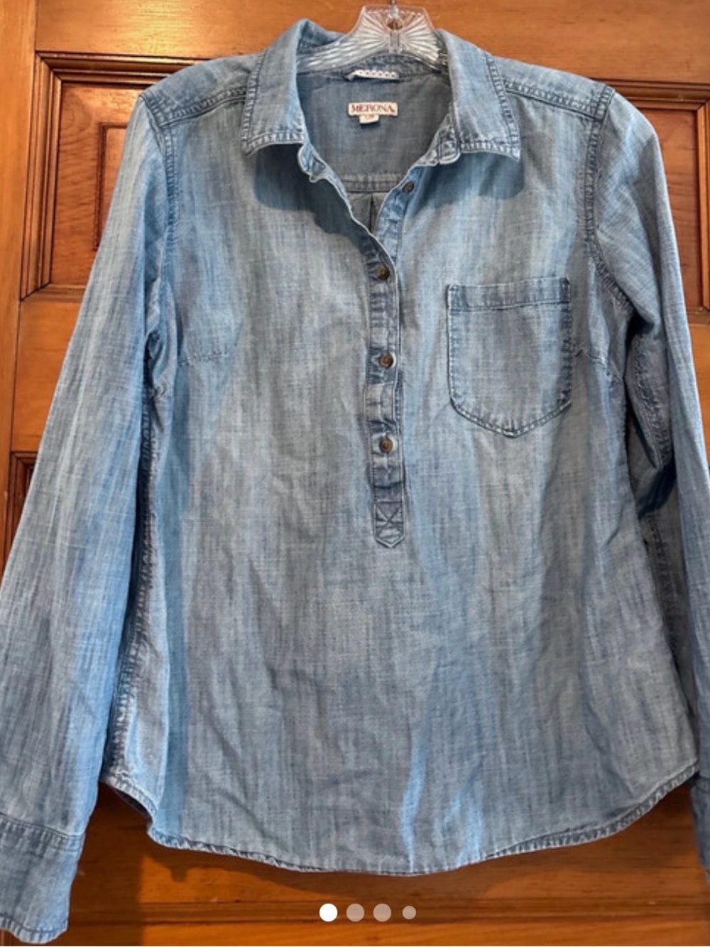 Merona Light Blue Denim Pullover Shirt with Chest Pocket